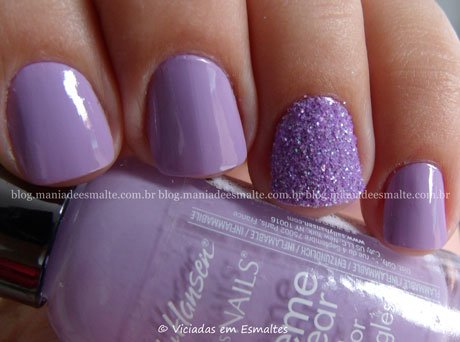 Unhas Decoradas com açucar lilás