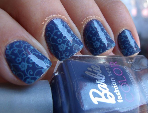 Unhas Decoradas com Carimbo Konad m73