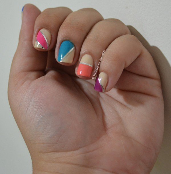 Nail Art Colorida com Fitilho Unhas decoradas com fitilho