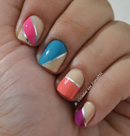 Nail Art Colorida com Fitilho Nail Art Colorida com Fitilho