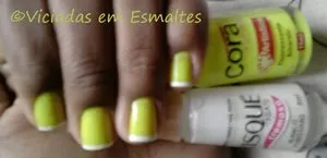 Francesinha * Amarelo Fluorescente Cora + Bianco Puríssimo Risqué