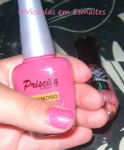 Esmaltes Rosa Chiclete Priscila + Big Bang Top Beauty 3D