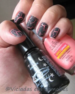 Esmalte Rosa Tropical Colorama + Craquelado Vulcano Big Universo