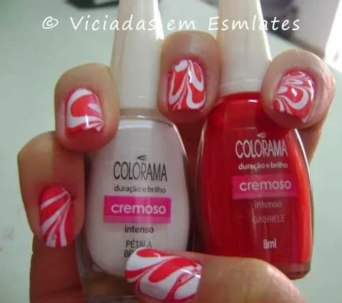 Unhas decoradas marmorizadas