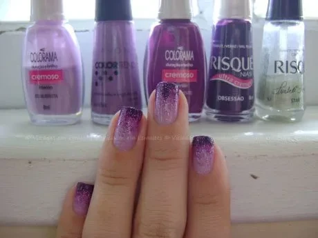 Esponjado Roxo Unhas degradê