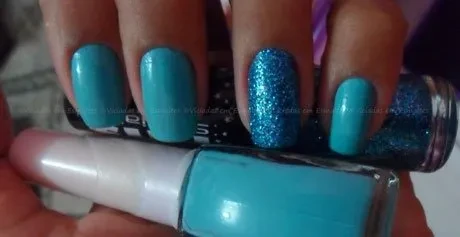Esmalte Azul Filha Única Glitter Forte Unhas decoradas com Glitter Forte