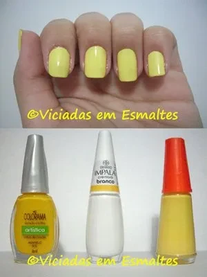 Unhas com esmalte amarelo pastel