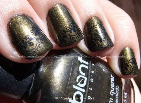 Unhas Decoradas com Carimbo Konad e esmalte La Femme
