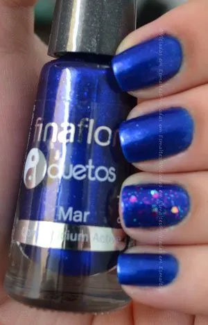Unhas com Dueto Fina Flor Céu & Mar