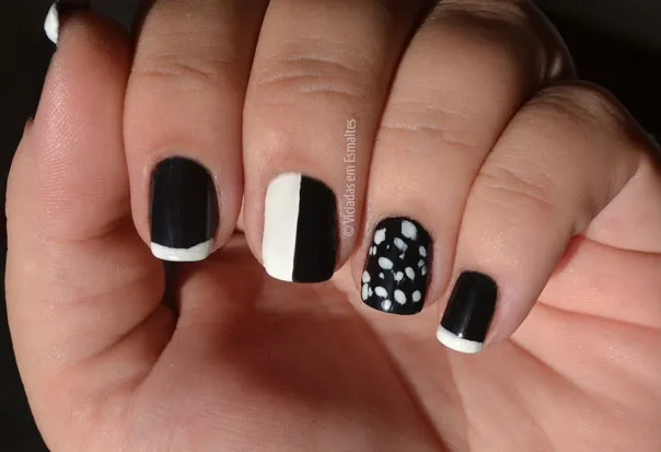 Unhas Decoradas Mix And Match - Nail Art Preto e Branco