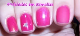 Unhas com esmalte Pink Vigarista sob quatro coberturas diferentes