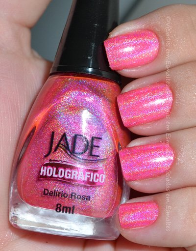 Delírio Rosa Holográfico Jade Esmalte Jade Holográfico