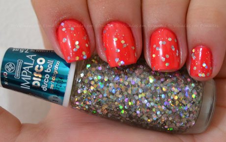 Listrado + Disco Ball Impala Unhas com glitter Impala Disco Ball