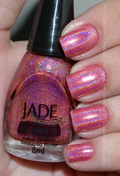 Sedução Rosa Holográfico Jade Esmaltes Holográficos