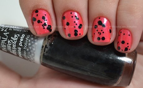 Esmalte glitter bolinha paetê preto impala