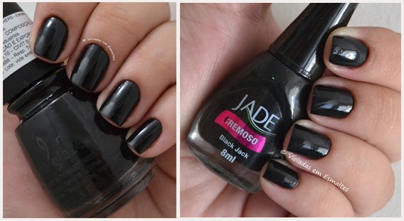 Unhas com esmalte preto