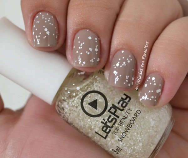 Unha de bolinha com Esmalte Matte Glitter Top Beauty Snowboard