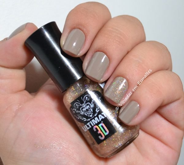 Esmalte nude + filha única com glitter