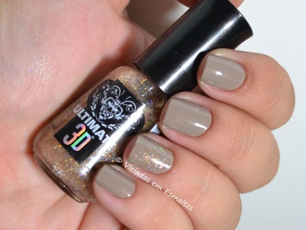 Esmalte Nude com Unha Filha Única de Glitter