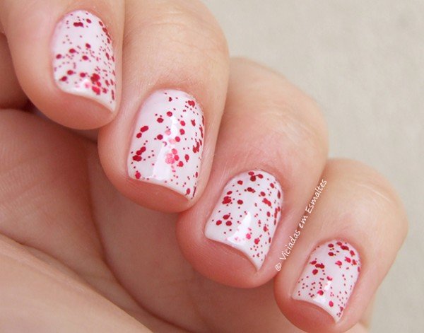 Unhas com Esmalte Big Universo Diamante Vermelho