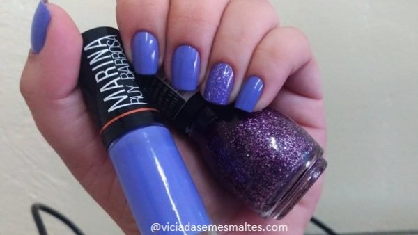 Esmalte lilás+ filha única com glitter