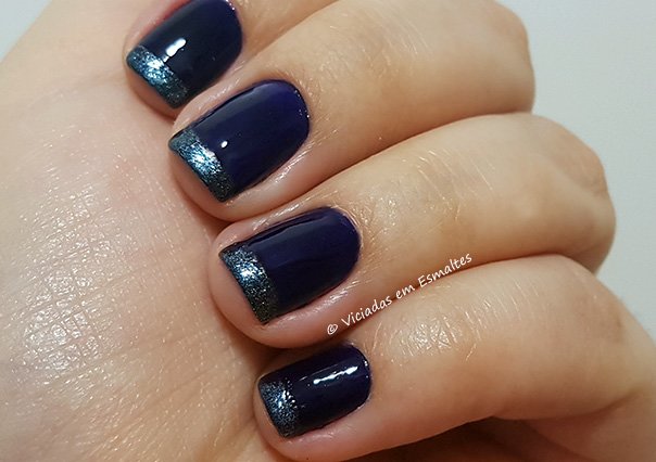Unhas Francesinha Azul com Metálico
