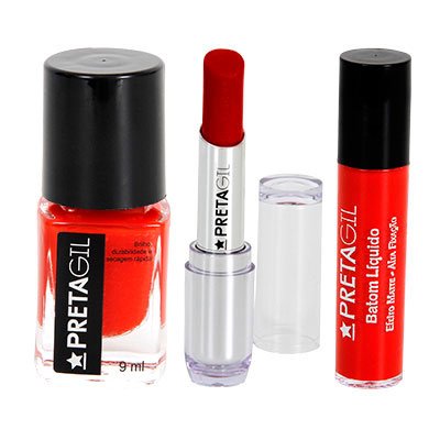 Esmalte e Batom Vermelho Preta Gil Crazy